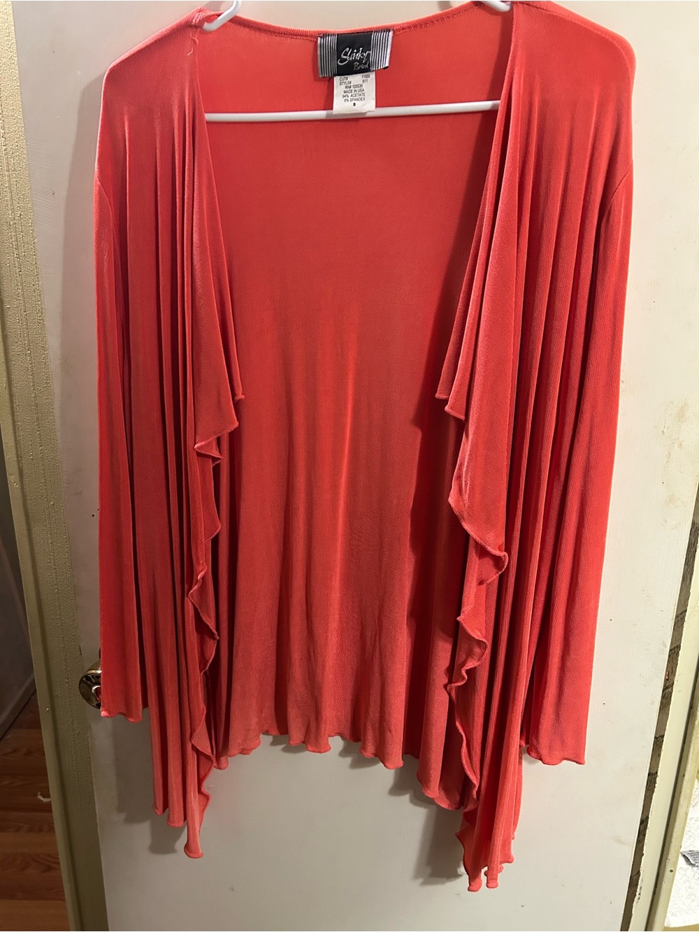 Slinky Brand Coral Ruffle-Trim Open Cardigan/Shrug
